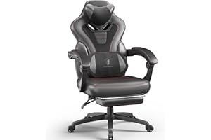 Dowinx Gaming Chair with Footrest, Big and Tall Gaming Chair for Heavy People, Computer/PC Gamer Chair for Adult with Massage (Black)