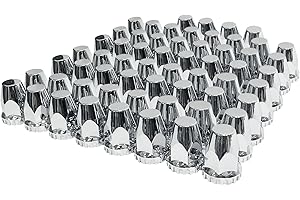 Grandroad auto 60 Pack Flat Top Lug Nut Covers, 33mm by 2-3/4" Thread On Chrome Nut Cover Caps ABS Plastic Anti-Rust Screw-on Lug Nut Covers for Semi Trucks