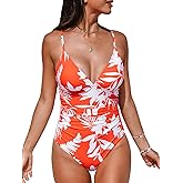 CUPSHE Women's One Piece Swimsuit Tummy Control V Neck Bathing Suits