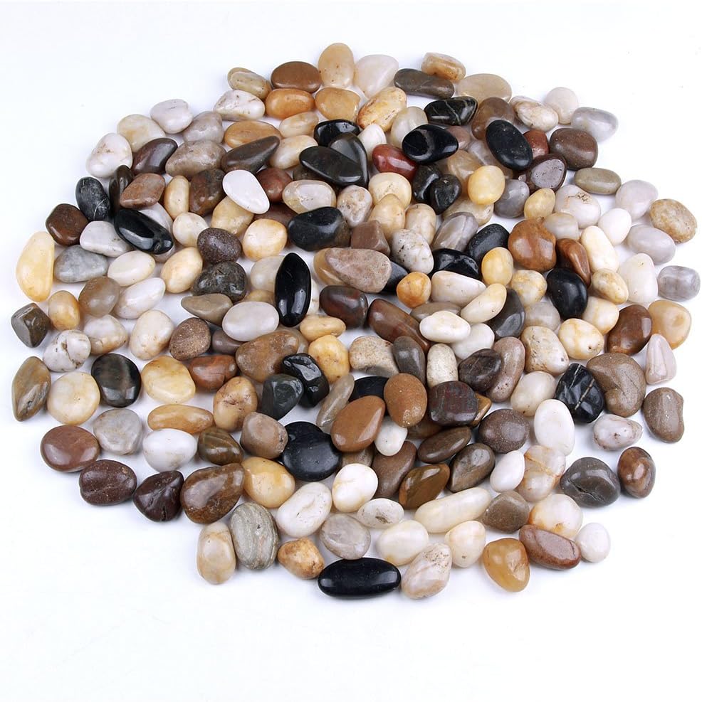 Hardscaping Materials - skullis 5 Pounds River Rocks, Pebbles, Garden Outdoor Decorative Stones, Natural Polished Mixed Color Stones