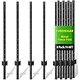 FOREHOGAR Metal Fence Post 4 Feet Black, Pack of 8, T Post for Wire Fence, No Dig Steel U Posts Fencing for Lawn Garden Wire Mesh Fences Poles Sign Outdoor Light Duty