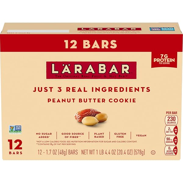 LARABAR PEANUT BUTTER COOKIE, FRUIT AND NUT BARS, GLUTEN FREE AND VEGAN, 12 CT, 20.4 OZ