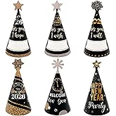 R1chyK1ng 24PCS Happy New Year Party Hats 2026 - New Year’s Eve Paper Cone Hat Party Supplies Decorations
