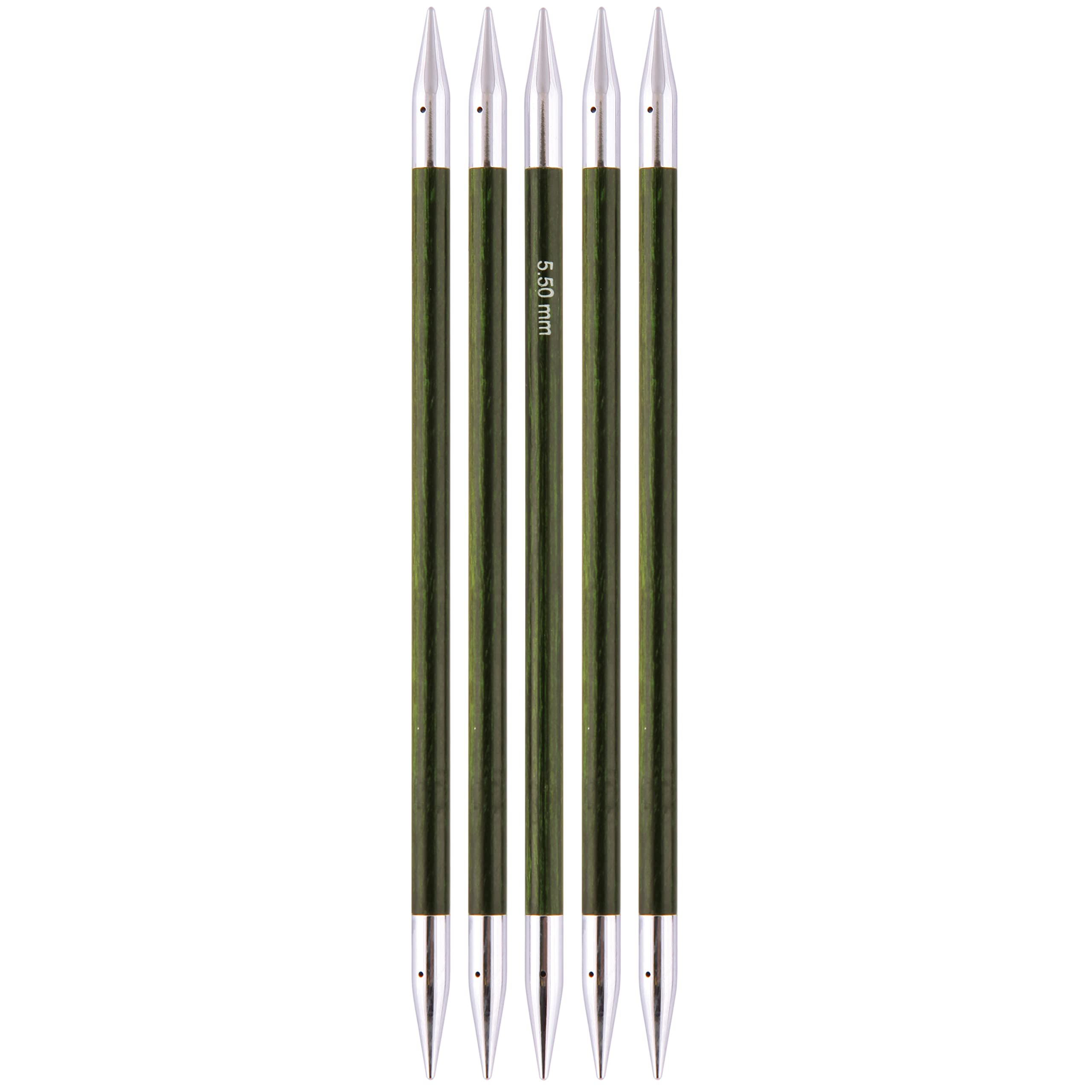 KnitPro Royale Double Ended Knitting Pins, Birchwood/Brass, Multi-Colour, 20 cm x 6.50 mm, Sets of 5