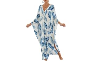 cthseie Women Animal Print Kaftan Dresses Plus Size Swimsuit Coverup 2025 Summer Bathing Suit Caftan Loungewear Beach Dress