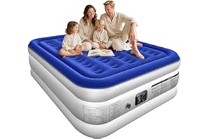 Xsleep Queen Air Mattress with Built in Pump Luxurious Comfort 18"Raised Inflatable Mattress Queen Airbed Blow Up Mattress for Home and Guests 80"*60"*18"Air Bed 3 Mins Fast Inflate/Deflate 660lbs Max