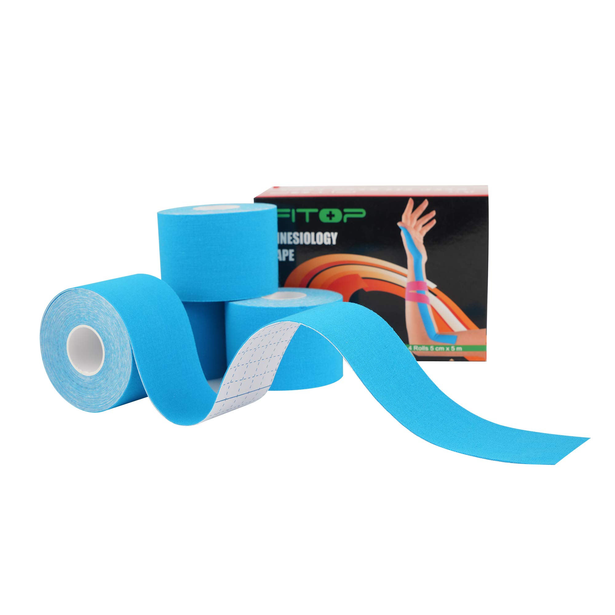 Kinesiology Tape Uncut Physio Tape Strapping for Exercise, Sports and Injury Recovery, K Tape Athletic Ideal for Knee, Joint, Muscle Support (4 Rolls Blue)