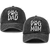 Xpayzere 2 PCS Dog Mom and Dog Dad Hat for Women Men, Adjustable Cotton Embroidered Baseball Cap