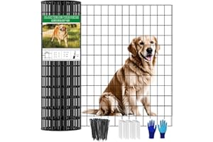 YAGJIA Welded Wire Fence 36inch x 50ft, Black PVC Coated Garden Fencing, 2 inch x 3inch 16Gauge Chicken Wire Fence Roll, Anti-Rust Metal Fencing for Yard Plant Protection Poultry Netting