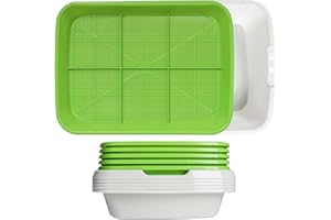 VUAOHIY 5-Pack Seed Sprouter Tray Microgreens Growing Kit Soil-Free Sprouts Growing Kit Big Capacity for Home Office Garden (Green Mesh Tray with 6 Zone,White Bottom Tray)