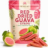 Dried Guava Fruit Strips, Chewy Guava Chips from Fresh Guava Fruit, Fruitwood-Roasted Flavour Process RedGuava Fruit Snack, Naturally Pink DriedGuava for Tea, Yogurt, Oatmeal &amp; Travel, 8.82 oz (1)