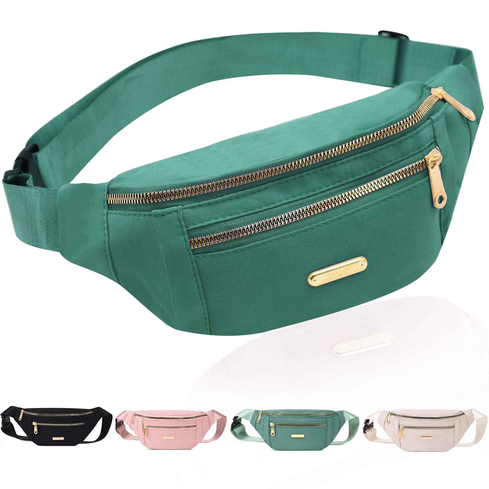 Fanny Pack Fashionable Waist Bag Casual Travel Bum Bag with 3 Zipper Pockets for Women Men Sports Running Hiking Jogging (Green) — image 1