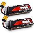 PCEONAMP 3S Lipo Battery 3000mAh 25C with XT60 Plug Rechargeable High Capacity RC 11.1V Battery Fit for RC Boat (2packs)