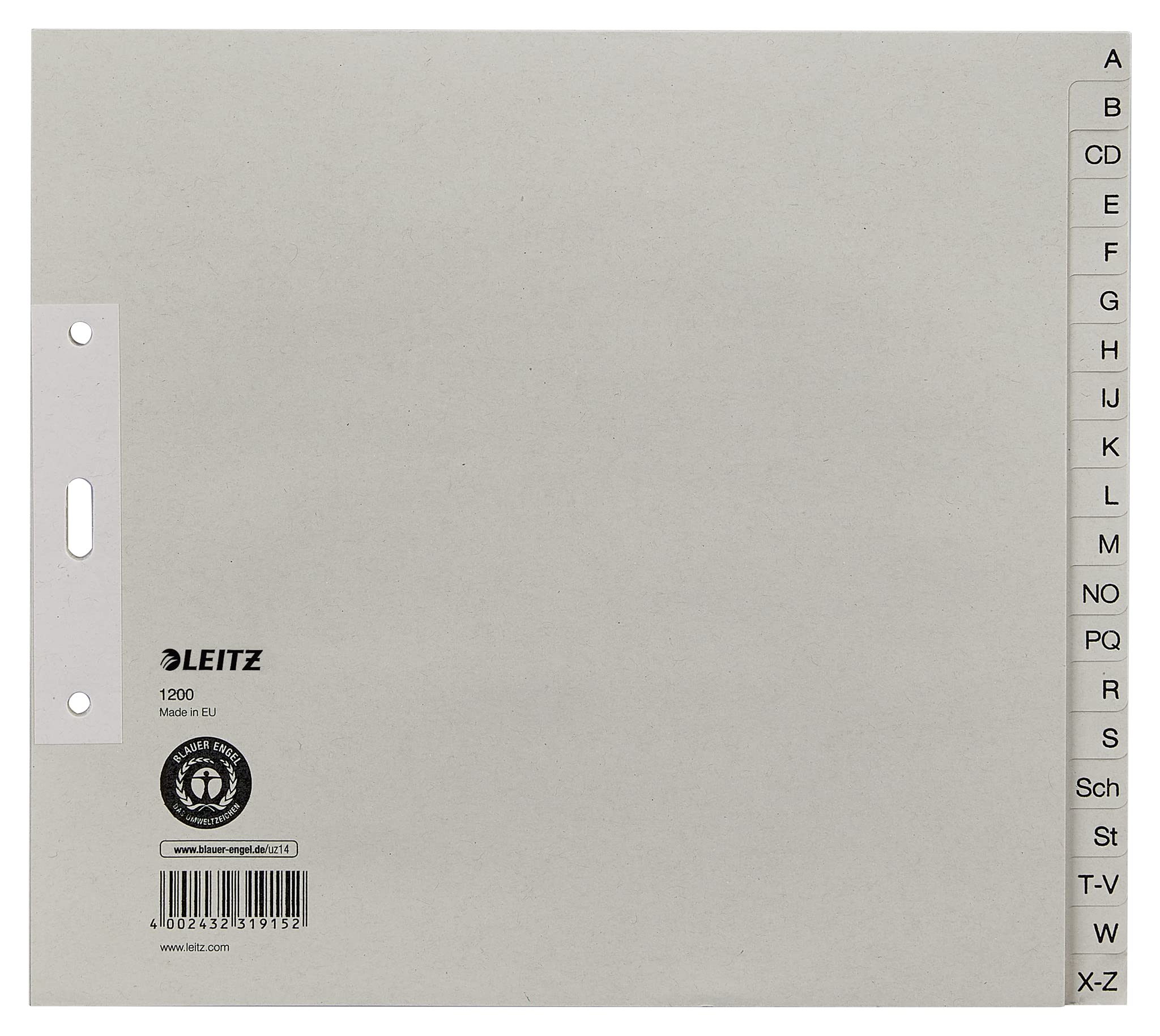 Leitz 12003085 A-Z Index Sheets A4 Paper 20 Sheets Pack of 5 Grey