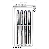 uniball Vision Elite Rollerball Pens, Micro Point (0.5mm), Black, 4 Pack