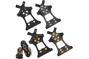 2 Sets Anti-Slip Shoe Spikes for Snow and Ice – Durable Rubber Shoe Covers with Steel Studs, Ice Grippers for Winter Walking,