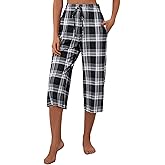 X-Image Women's Capri Pants Loose Soft Drawstring Wide Leg Sweatpants Causal Capris Pajama Lounge Pants with Pockets