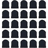 25 Pack Winter Beanie Hats, Unisex Thermal Toboggan Cold Weather Cuffed Caps Bulk Bundle