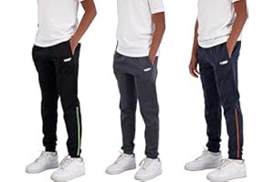 Hind Boys 3-Pack Fleece and Tricot Jogger Sweatpants with Pockets for Athletic & Casual Wear
