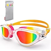 ZIONOR Kids Swim Goggles, G1MINI MIX Vibrant Colorblock Polarized No Leaking Anti Fog Kids Goggles(3-14)