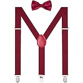 habibee Suspenders and Bow Tie Set for Men, Adjustable Elastic Braces with Y-Back, Diverse Colors, Strong Clips