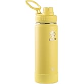 Takeya Actives Water Bottle with Spout Lid - Bottle with Double Stainless Steel Insulation - Dishwasher Safe & BPA-Free - Bottle with Spout Lid & Removable Bumper - 18 oz, Canary