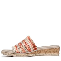 BZees Womens Breezy Slide Sandal Coral/Tan Raffia 9 M