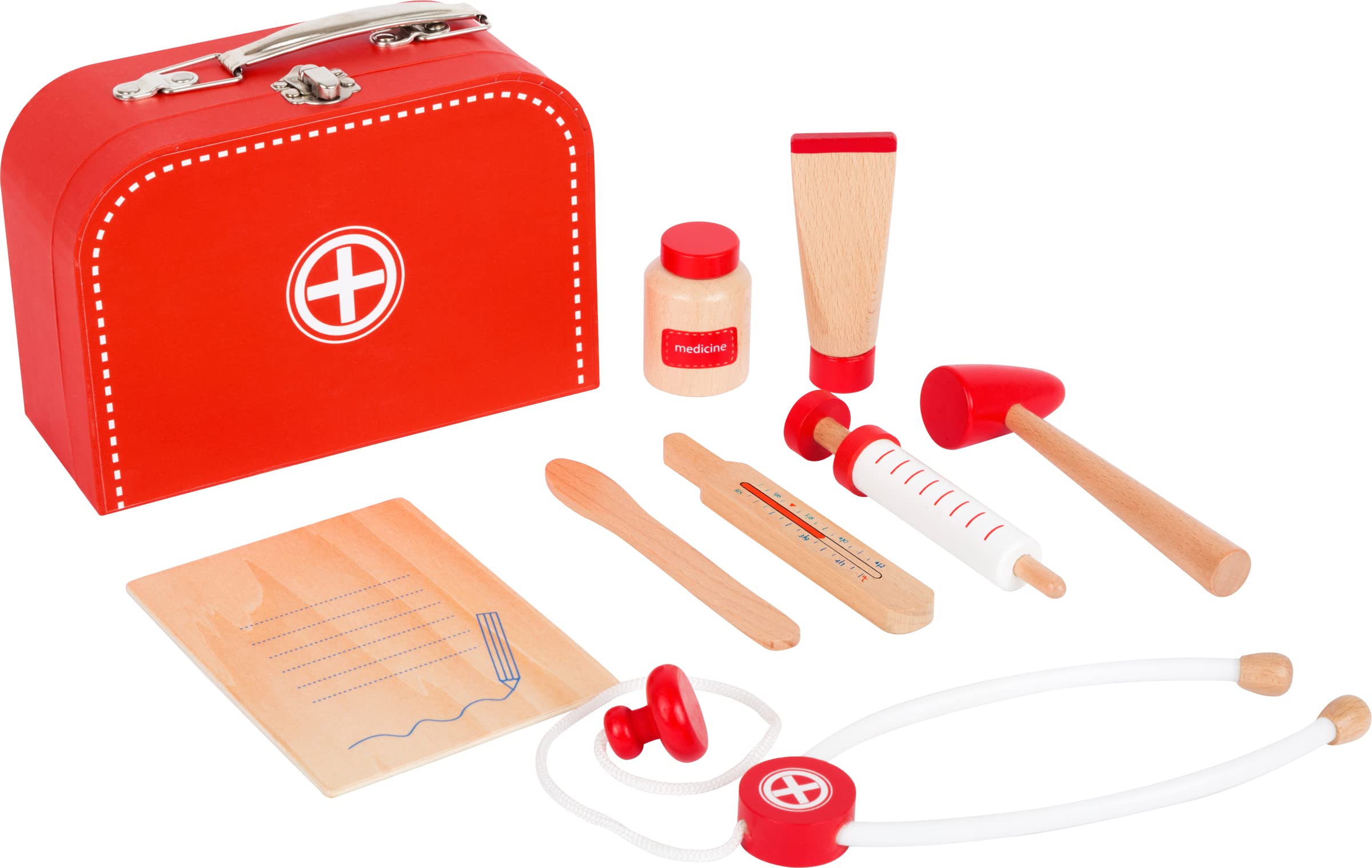 small foot 11183 Play set "doctor's case" made of wood, incl. syringe, stethoscope, thermometer and much more, from 3 years of age