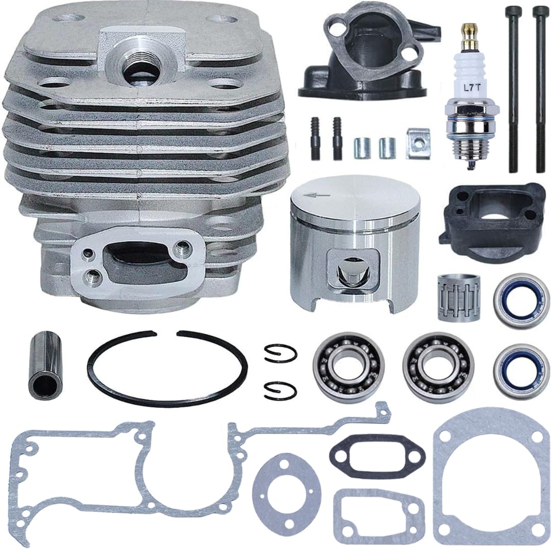 Piston and Cylinder Kit for Husqvarna 61 & Jonsered 625 630 Chainsaw, AUMEL 48mm Cylinder + Piston + Gaskets + Oil Seal + Spark Plug + Intake Manifold Spare Parts Accessory 26 in 1