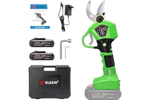 K KLEZHI Cordless Electric Pruning Shears Battery Powered Tree Branch Pruner Cut Capacity of 40mm / 1.58inches, 2 x 2 Ah Lithium Rechargeable Battery 6-8 Working Hours Green