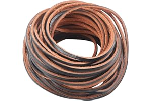 CDY 3mm Wide Flat Genuine Leather Strip Cord 6Yards Braiding String Very Suitable for Jewelry Making, Leather Shoe Lace, garden tools，toys，Woven Bags，DIY Crafts Projects (Dark Brown Espresso 6Yards)