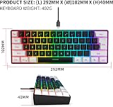 Snpurdiri 60% Gaming Keyboard UK Layout RGB Detachable USB-C Black White view 6