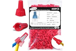 Lenporl 400PCS Red Wire Nuts Connectors P12 Twist Wire Caps Electrical Wire Connectors, Winged Springs Screw Terminals Wire Nuts Tan Assortment Kit for Wire Connection