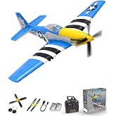 volantexrc RC Plane, 4CH Remote Control Airplane for Beginners &amp; Adults | P51D Mustang Fighter RTF, 6-Axis Gyro, 3 Modes, Easy to Fly, 2.4GHz Radio Controlled Aircraft, Blue