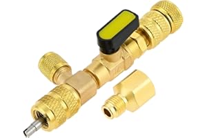 R410A R22 AC Schrader Valve Core Remover, Dual Size 1/4" 5/16" Port HVAC Valve Core Removal Installer for Refrigeration Air C