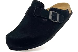 XINLANLIN Kids Suede Clogs Boys Girls Sandals Cork Footbed Toddler Slip-on Slippers Indoor Outdoor Cute Sandals Classic Adjustable Buckle