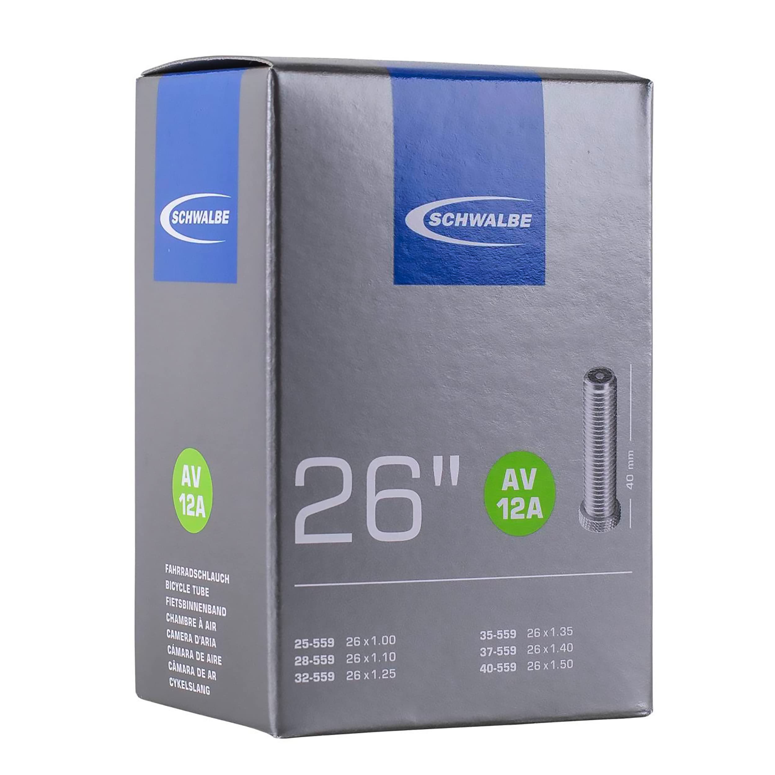 Schwalbe AV12A 26 x 1 - 1.5 Inch Inner Tube with Schrader Valve