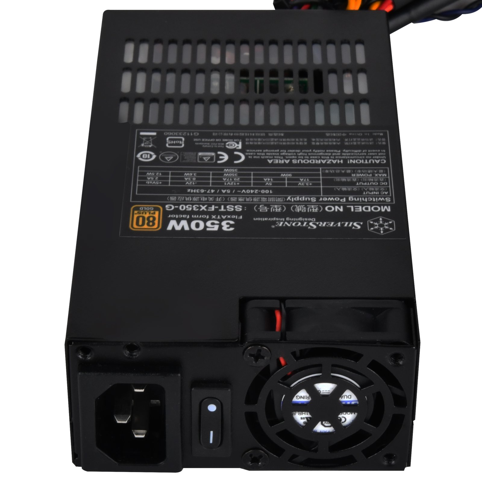 SilverStone Technology 350 Watt Flex ATX Power Supply with Fixed Cables and 80 Plus Gold with 6Pin PCIe Connector SST-FX350-G-USA, Black（Lead-Free Paint）