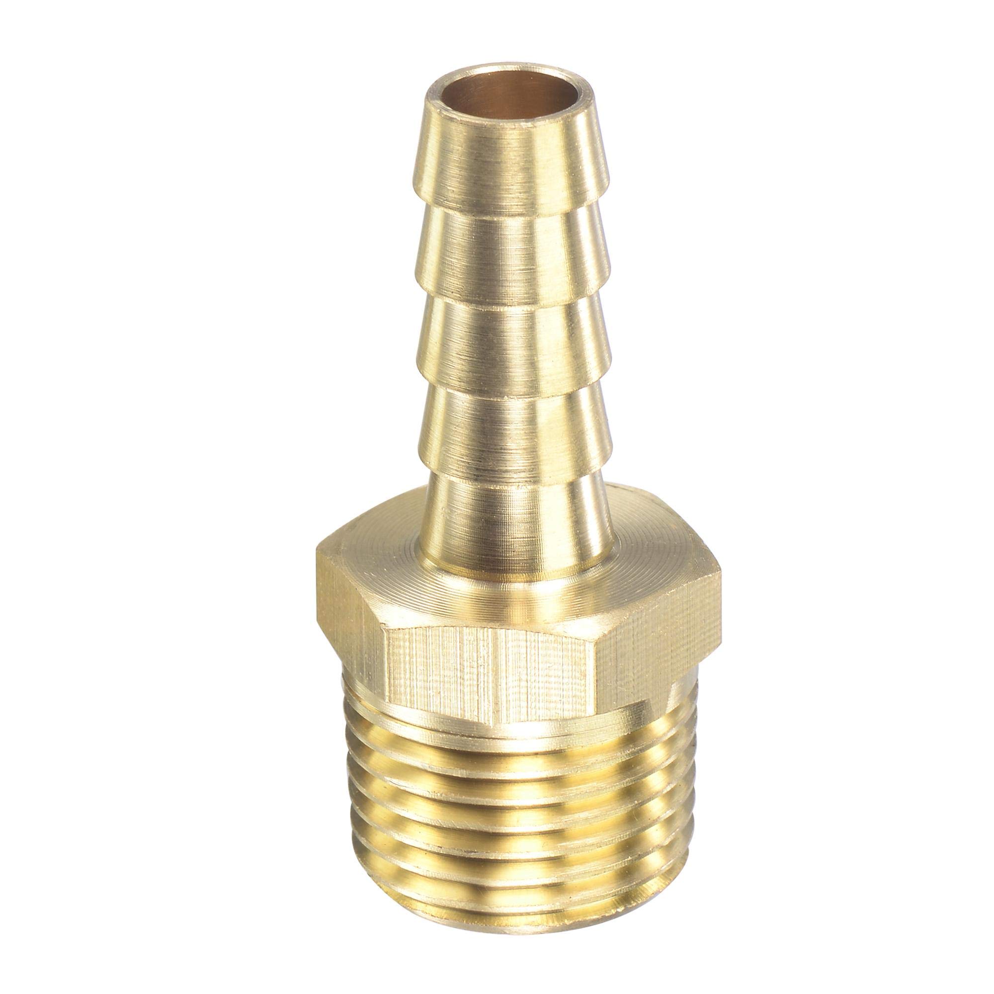 sourcing map Brass Hose Barb Fitting Straight 5/16 Inch x NPT 3/8 Male Thread Pipe Connector for Water Air Fuel Tube — image 1
