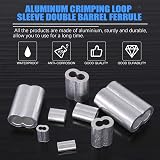 Glarks 200Pcs 1/16 Inch Aluminum Crimping Loop Sleeve Double Barrel Ferrule view 3
