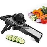 5‑in‑1 Adjustable Mandoline Slicer, Stainless‑Steel Body with ABS Frame | Ultra Sharp Blades, Non‑Slip Base, Safety Food Holder Included, Julienne Slicer &amp; Shredder for Potato, Onion, Cabbage