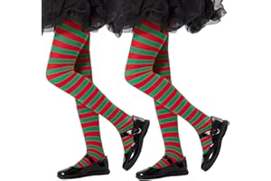 Yilanmy Girls Colored Striped Tights Toddler Witch Tights Kids 2 Pairs Halloween Christmas Stockings