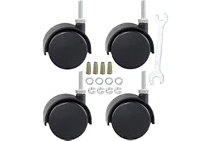DICASAL 2" Shelving Caster, Swivel Stem Caster Wheel with 1/4" - 20 x 1" Thread Stem for Small Shelf and Furniture Pack of 4(No Brakes)