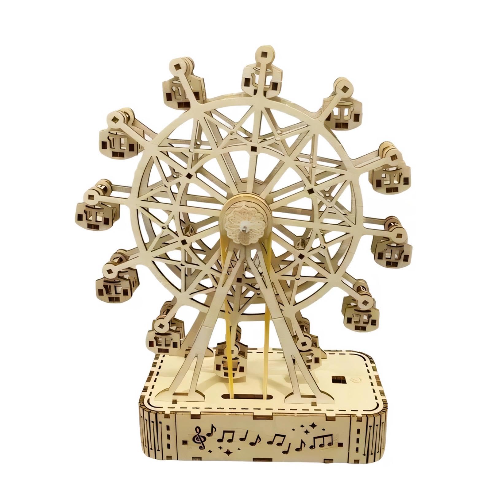 3D Wooden Puzzle for Adults, DIY Ferris Wheel Music Box Model Kits, Creative Assembly Craft Gifts for Home Decor & Father's Day