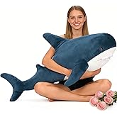 MorisMos Giant Shark Stuffed Animal Plush, Large Stuffed Shark Toy, Soft Shark Pillow for Kids Boys Girls Birthday Christmas, 51inch, Blue