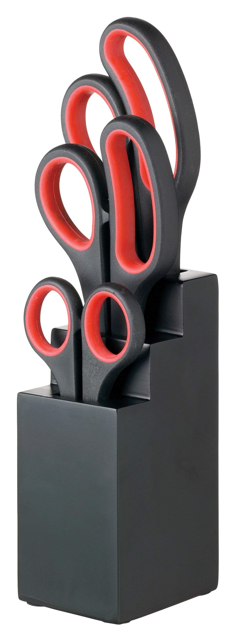 KitchenCraft Kitchen Scissors Set with Block, Multi Purpose Shears 4 Piece Set, Black