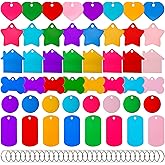 Framendino, 48 Pack Colorful Blank Pet Id Tag Aluminum Dog Cat Tags Round Heart Star Bone House Rectangle Personalized Engraved Name Discs