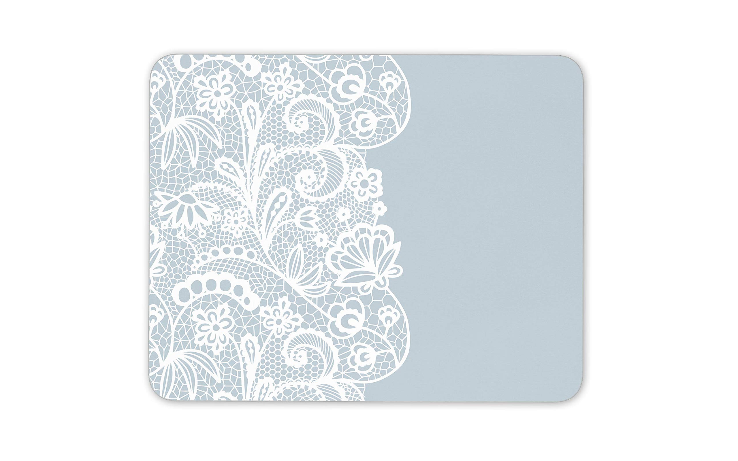 Grey Floral Lace Doily Mouse Mat Pad - Gran Mum Design Computer Fun #15107