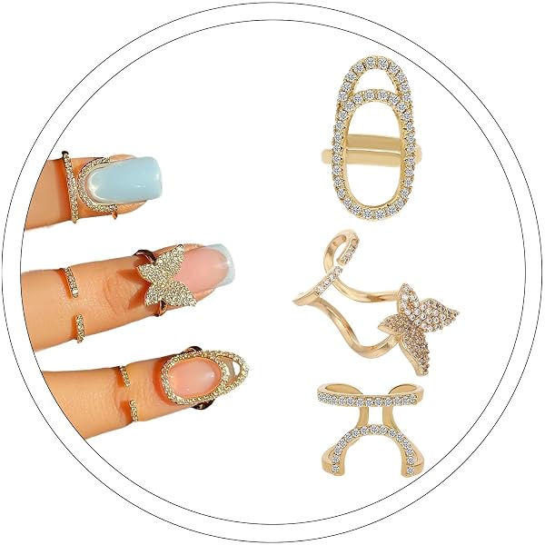 Xerling Star Finger Rings – Rhinestone Fingertip Rings, Boho Dainty Statement Rings For Women, Alloy, No Gemstone