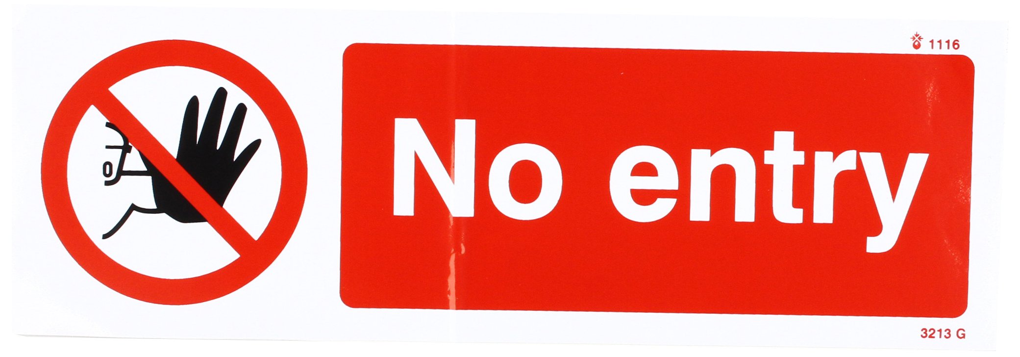 Caledonia Signs 23213G No Entry Sign, Self Adhesive Vinyl, 300 mm x 100 mm